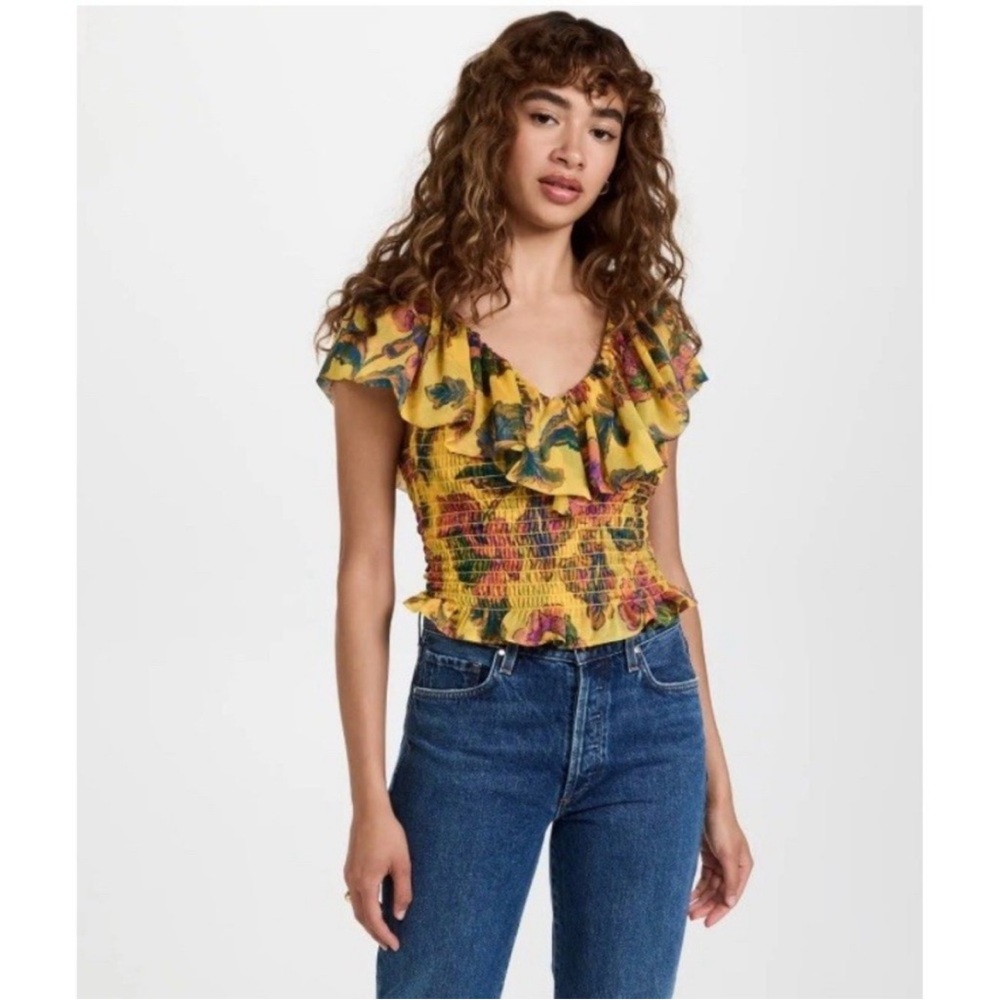 Misa Los Angeles Cara Floral Ruffle Top Size S
